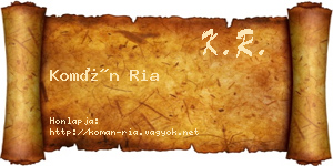 Komán Ria névjegykártya